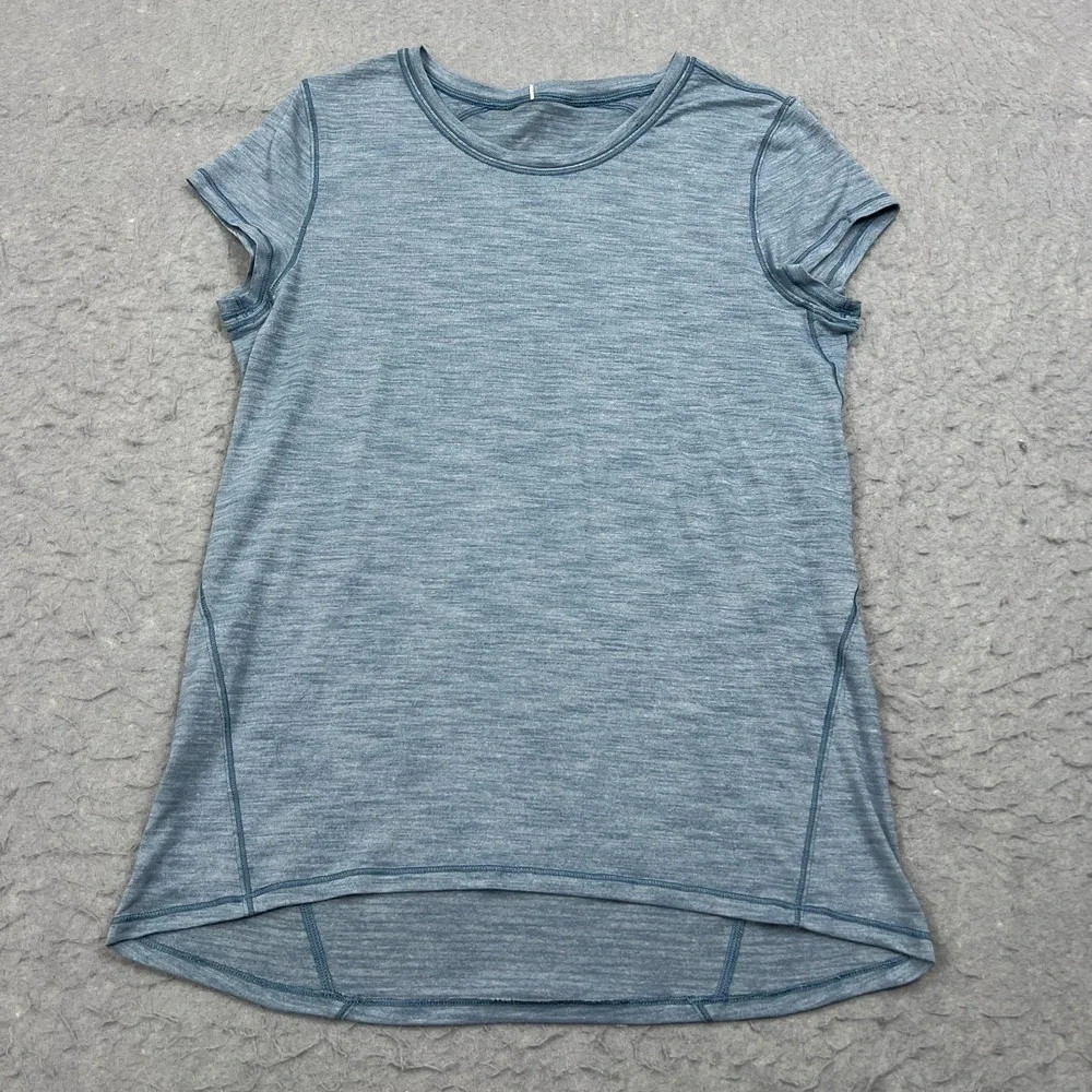 Lululemon Another Mile Short Sleeve Women's 4 Blue Lightweight Soft Shirt W3BROS